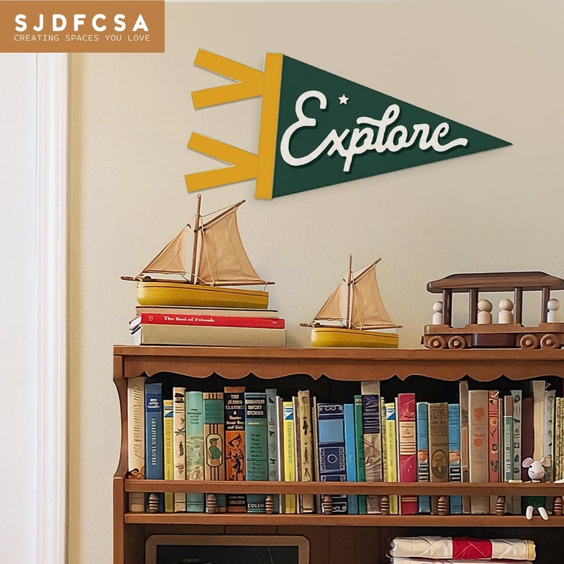 SJDFCSA Boys Room Decor, Adventure Nursery Wall Hanging Pennant Flag Banner, Retro Green Explore Wall Decorations for Kids Boys Toddler Nursery Room Bedroom Playroom Decor - Image 4